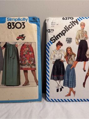 Vintage 1980's Simplicity Sewing Patterns.  Fashion History, A Line Skirts